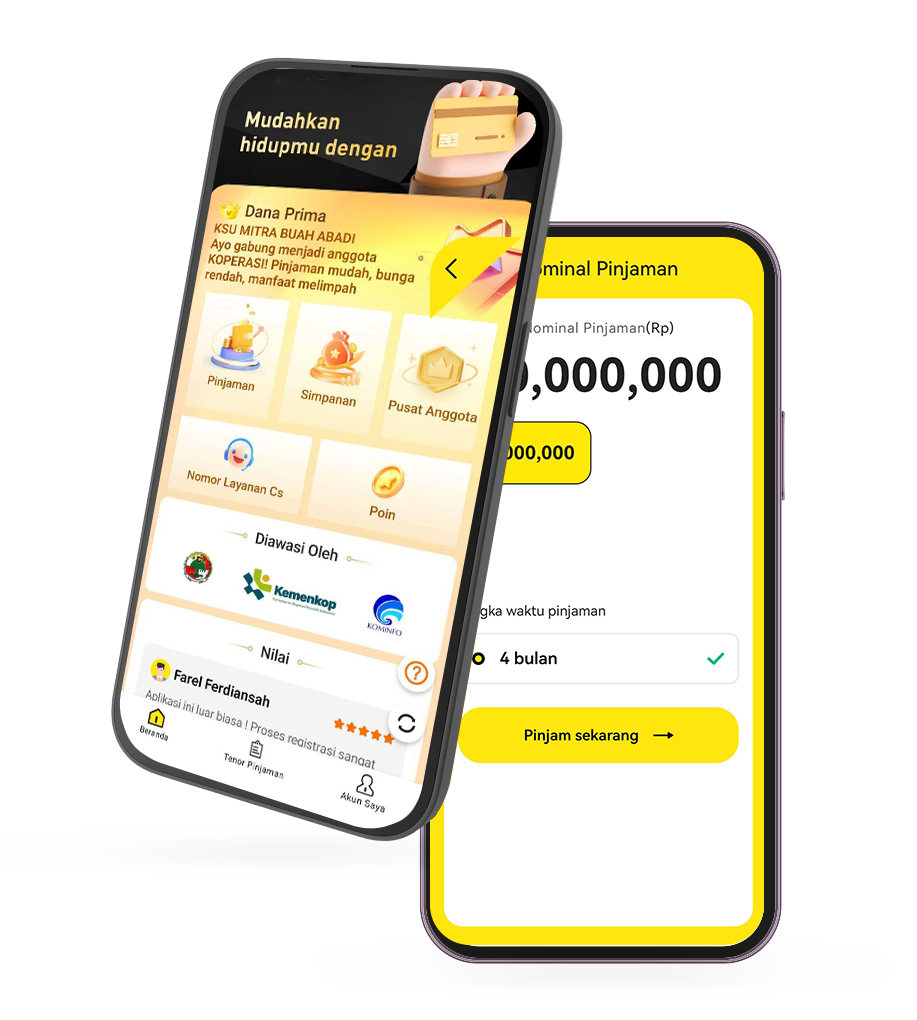 Dana Prima mockup aplikasi